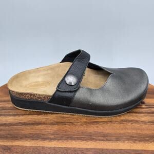Aetrex Shoes Womens 6 / 6.5 Metallic Gray Leather Adjustable Strap Mule Clogs